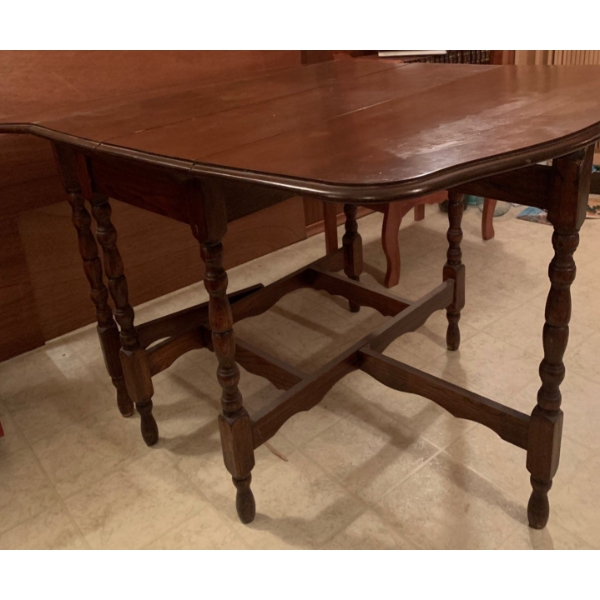 Antique Gateleg Dining Table - Folding Design Spindle Legs 18x53x29