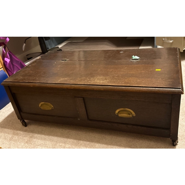 Wooden Chest on Wheels 38W, 21D, 14T