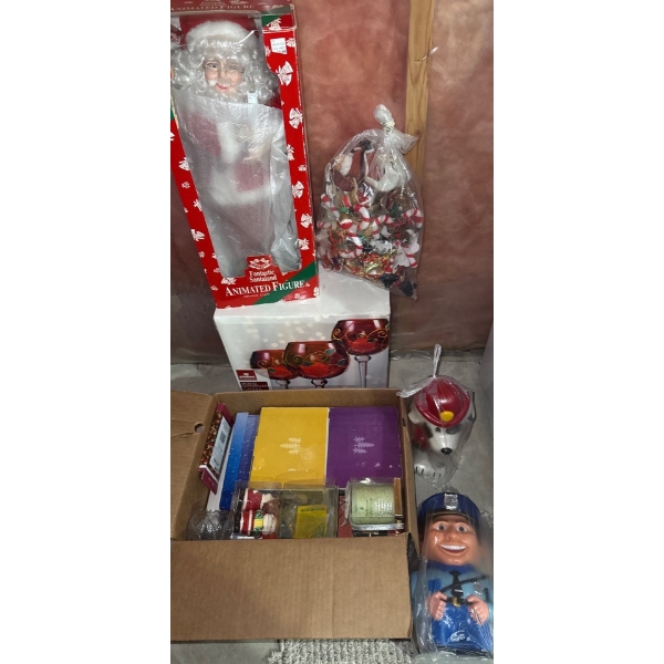 Winter Holiday Collection Incl. Animated Santa (18T), Candles, Glasses, and Decorative Cookie Jars 