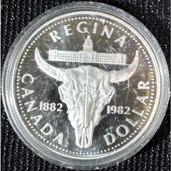 1982 Canadian $1 Regina Centennial Silver Dollar Coin