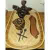 Image 1 : African Decor Collection - Hand Carved People Puzzle w/ Teapot Bamboo Tray & More