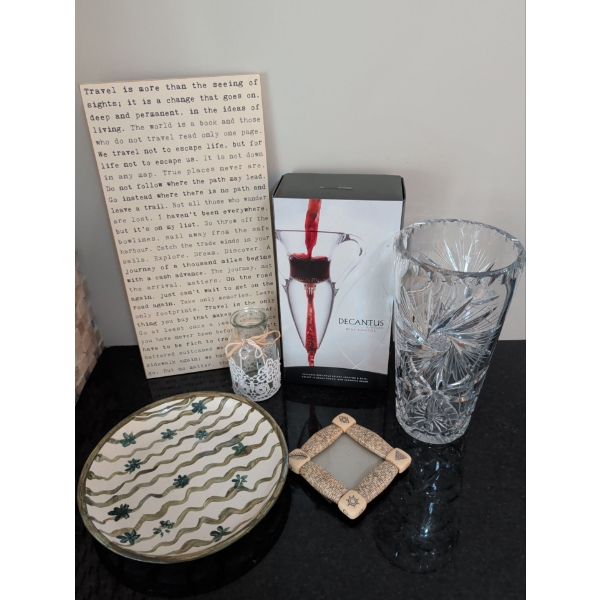 Decantus Deluxe Wine Aerator Crystal Vase, Wall Hanging Saying & More