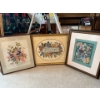 Image 1 : collection of three cross stitched needlepoint framed 3 pieces