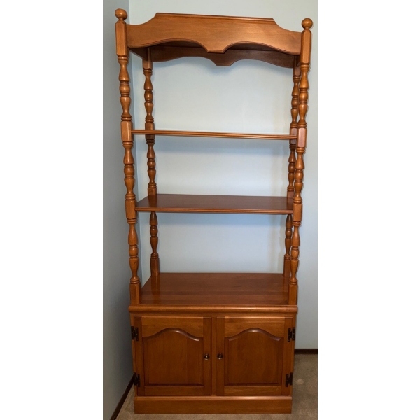 Vintage Thomasville Solid Oak Shelving Unit W/Cabinet Base  33x14x78"tall