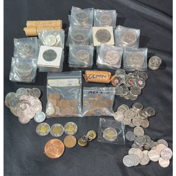 Vintage Canadian Military Brass Buttons with Canadian Coin Collection