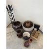 Image 1 : Plant pots, including ceramic and plastic ready for new plants & fireplace cast-iron cleaning set