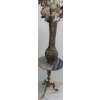 Image 4 : Ornate Brass & Marble End Table 22T w/ Large Painted Vase & Faux Florals