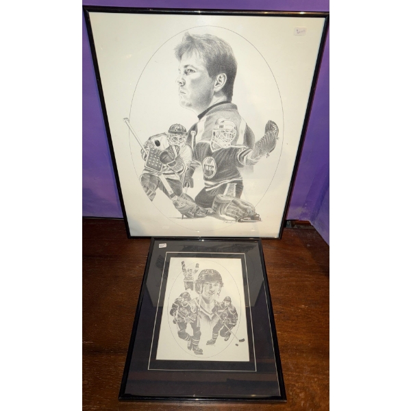 1986 Kraft Drawings NHL Hockey Print by J.Hersh  (Edmonton Oilers Framed Print)