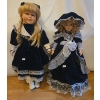 Image 1 : Porcelain Dolls: Girls in Blue Velvet. Tallest is 25T