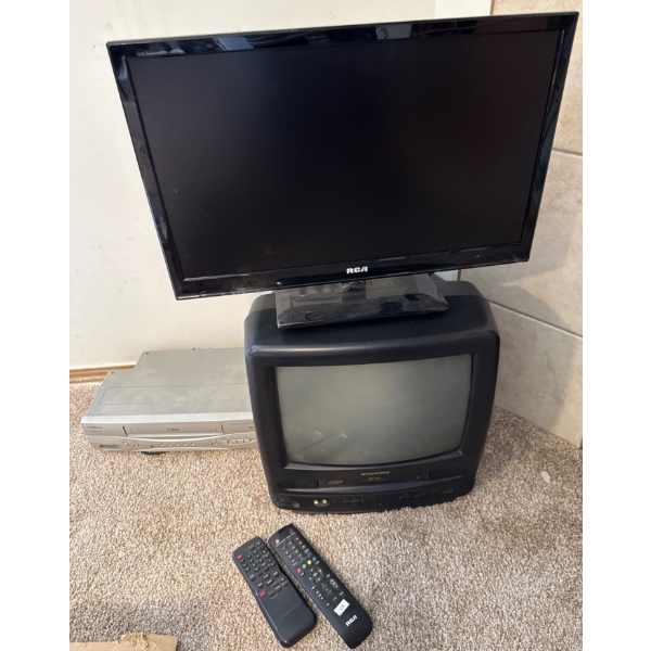 18' RCA Television Monitor w/ Sylvania Rear Projection Television & Magnavox VCR