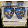 Image 2 : Chinese Vintage Cloisonne Vases Brass w/ Stands 9"tall