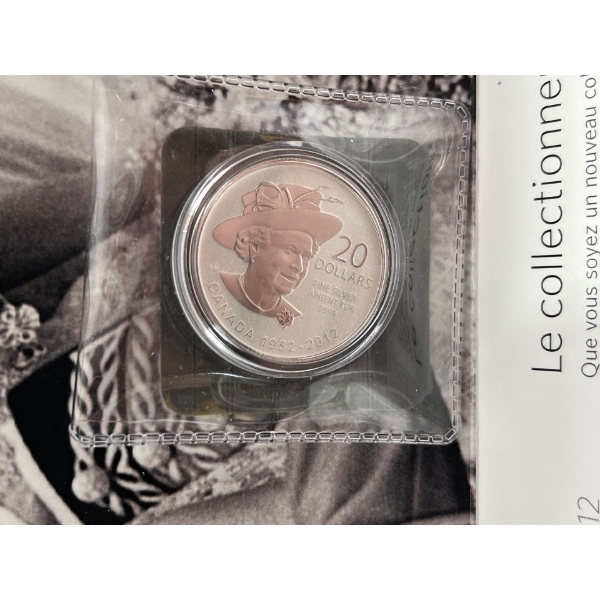 2012 $20 Coin "A Celebration 60 Years in the Making" 99.99% Silver at 7.96g