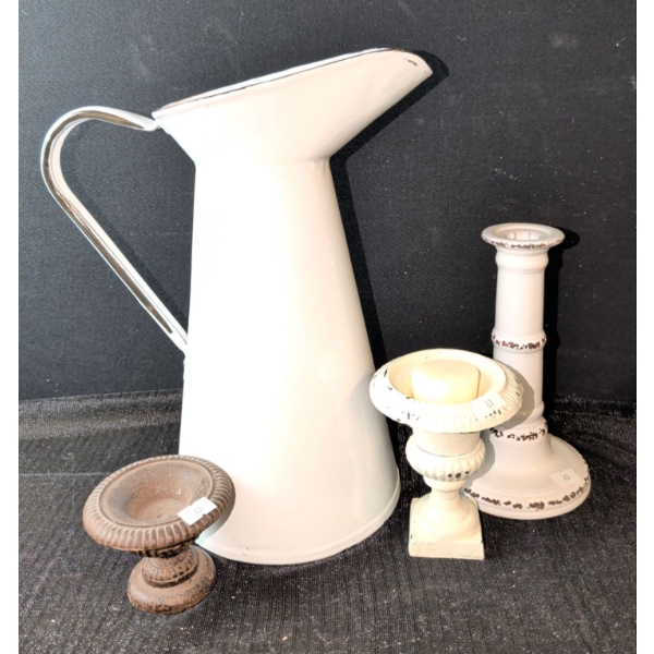 Candlestick Holders and Pitcher 16 Inches Tall