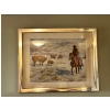 Image 2 :  Set of 4 vintage cowboy prints from a 50’s calendars in chrome frames Originated from a Meat Market