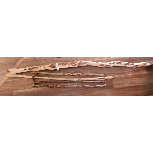 Tager Wooden Cane, 4 Diamond Willow Walking Sticks.  Tallest 68 1/2 h