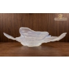 Image 1 : Vintage Organically Shaped Shallow Centerpiece Bowl Crafted White Iridescent Opalescent Art Glass