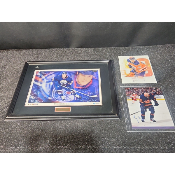 Autographed Oilers Photos , Included Framed Mike Comrie #89 Game Play Montage