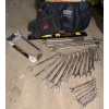 Image 1 : 2 Tool bags w/ Assorted Wrenchs Handsaw & 2foot Level