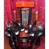 Image 1 : Battery Operated Wind Chime 21T w/ Black Elephant Candle Holders & Rattan Tray