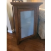Image 1 : Wooden Side Table with Frosted Glass Door with Shelf(17"W, 17"D, 30"T) 