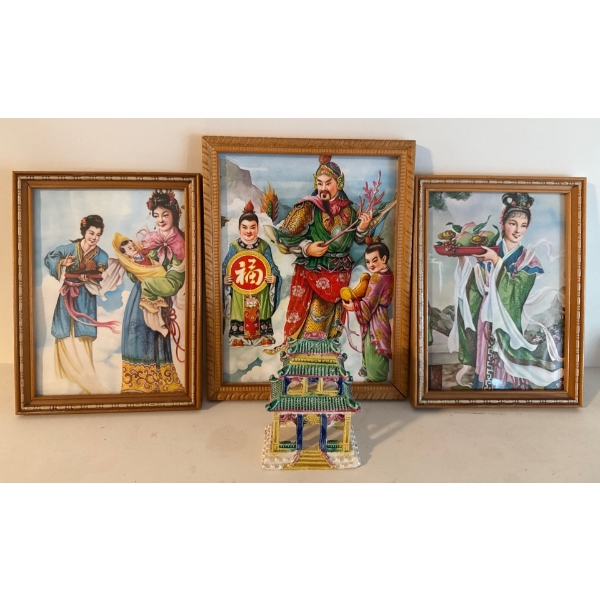 Chinese Art & Culture - 3 Asain Wall hangings 10T & more