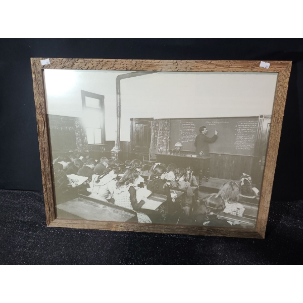 Framed Print of One-Room School of the Past 24.5 x 18.5, Framed Under Glass 