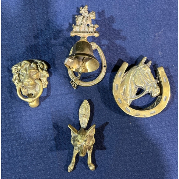 Collection of Brass Door Knockers and Bell