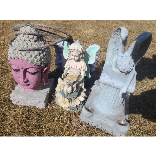 Outdoor Resin Garden Decor- Tallest: Angel 7 W, 14 D, 14 T 