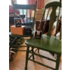 Image 1 : two antique green chairs and three antique vintage cameras brownie Hawkeye and GEVEBOK all in good c