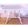 Image 6 : Painted Wood Side Table and Metal Wall Shelf with Hooks