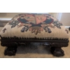 Image 2 : Embroidered Footstool with Coat of Arms Design and Carved Wooden Base