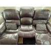 Image 4 : Genuine Leather 3 Seat Power Recliner Sofa In Burgundy 90x41x38 