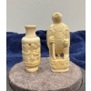 Carved Ox Bone and Turtle Snuff Bottles 2.5H & 3.25H