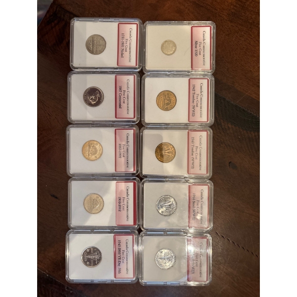 Collection Of Slabbed Canadian Five Cents From 1920-2005 With Victory 5 Cent Collection 