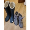 Image 1 : Olang Winter Boots with Cleats and Tretorn Fleece- Lined Rubber Boots Both Size 40