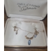 Image 1 : Necklace and Clip-On Earrings w/ Blue Stone, Not Stamped