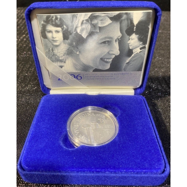 2006 Queen Elizabeth II 80th Birthday Silver Proof Five Pound Coin