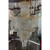 Image 1 : Extra Large Luxury Bell Shaped Ornate Crystal Chandelier w/Gold-toned Frame- Cascading Prisms