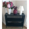 Image 1 : Shoe Rack w. Floral Vases & Lamp  33"w x 11"d x 28"tall