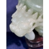 Image 4 : Intricately Craved Jade Incense Container on Wood Stands 3 inch H 