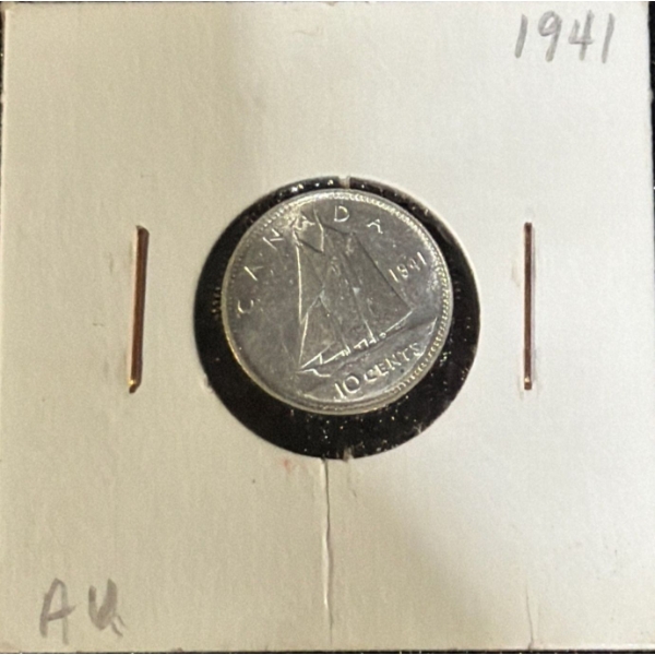 1941 AU Canadian Dime 80% Silver