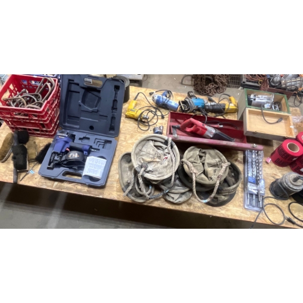 Utility Table w/ Craftsman Router, Milwaukee Sawzall, Drills, Pump, Roofing Nailer and More! (3)
