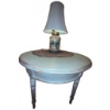 Image 1 : Round Painted Wood Table and Glass Seashell Lamp