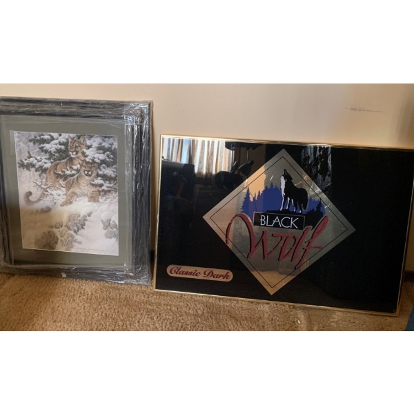 Bar Decor 24x16 Mirrored Wolf & more