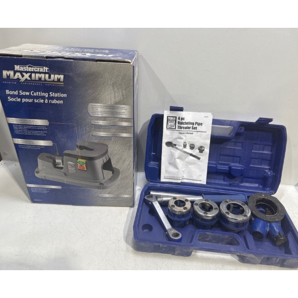 Band Saw Cutting Station and Ratchet Pipe Threading Set