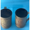 Image 4 : Brass & Copper Mugs w/ Aztec Mayan Calendar (3) 
