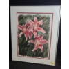 Image 1 : Lillies Painting, Signed: J. Cupido , Framed Under Glass, 15.5 X 19