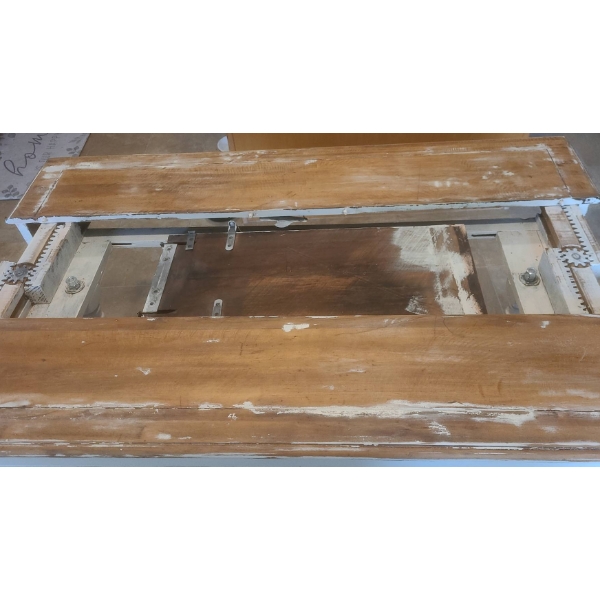 Expandable Trestle Dining Table with Bench and Distressed Finish