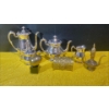Image 1 : Wallace Baroque Silverplated Coffee Set with Assorted Brass Decor and Silver Plated Copper Teapot