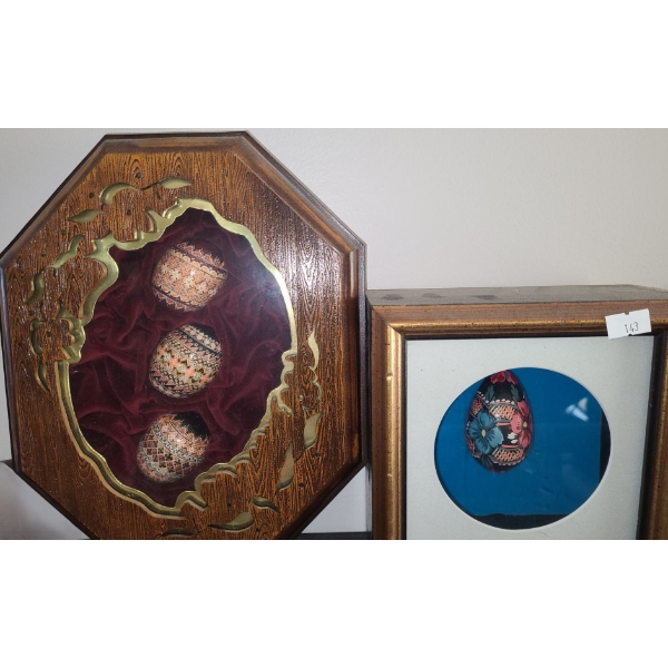 Shadowbox Framed Ukrainian Painted Eggs- Group of 3 Eggs: 8.5 X 10.5, Single Egg: 6.5 X 6.5